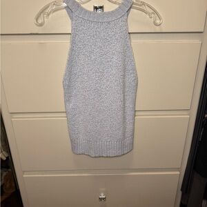 JCrew High Neck Sweater Tank in Cool Breeze Light Blue Knit
